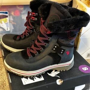 Woman's Santana Canada Black Weatherproof Winter Boots size 8